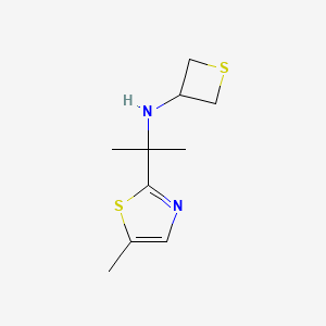 molecular formula C10H16N2S2 B12944601 N-(2-(5-Methylthiazol-2-yl)propan-2-yl)thietan-3-amine 