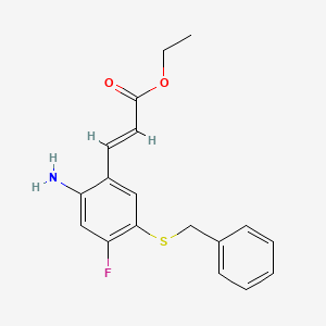 molecular formula C18H18FNO2S B12944764 Ethyl (E)-3-(2-amino-5-(benzylthio)-4-fluorophenyl)acrylate 