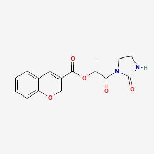 molecular formula C16H16N2O5 B12945100 1-Oxo-1-(2-oxoimidazolidin-1-yl)propan-2-yl 2H-chromene-3-carboxylate 