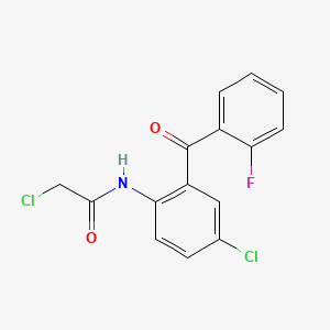 molecular formula C15H10Cl2FNO2 B1294563 2-Chloro-N-(4-chloro-2-(2-fluorobenzoyl)phenyl)acetamide CAS No. 2836-40-0
