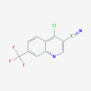 molecular formula C11H4ClF3N2 B129457 4-Chloro-7-(trifluoromethyl)quinoline-3-carbonitrile CAS No. 157301-81-0