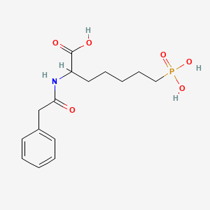 molecular formula C15H22NO6P B12946332 2-(2-Phenylacetamido)-7-phosphonoheptanoic acid 