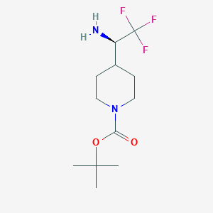 molecular formula C12H21F3N2O2 B12946397 tert-Butyl (R)-4-(1-amino-2,2,2-trifluoroethyl)piperidine-1-carboxylate 