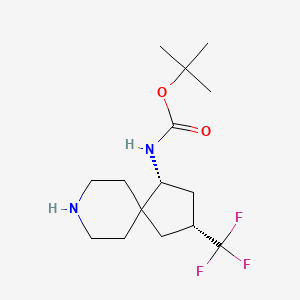 molecular formula C15H25F3N2O2 B12947431 tert-Butyl ((1R,3R)-3-(trifluoromethyl)-8-azaspiro[4.5]decan-1-yl)carbamate 