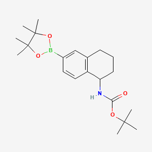 molecular formula C21H32BNO4 B12948997 tert-Butyl (6-(4,4,5,5-tetramethyl-1,3,2-dioxaborolan-2-yl)-1,2,3,4-tetrahydronaphthalen-1-yl)carbamate 