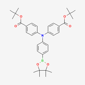 molecular formula C34H42BNO6 B12949858 Di-tert-butyl 4,4'-((4-(4,4,5,5-tetramethyl-1,3,2-dioxaborolan-2-yl)phenyl)azanediyl)dibenzoate 