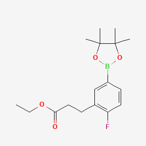 molecular formula C17H24BFO4 B12949926 Ethyl 3-(2-fluoro-5-(4,4,5,5-tetramethyl-1,3,2-dioxaborolan-2-yl)phenyl)propanoate 
