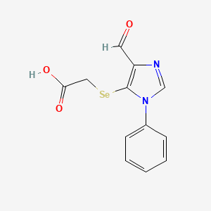 molecular formula C12H10N2O3Se B12950141 [(4-Formyl-1-phenyl-1H-imidazol-5-yl)selanyl]acetic acid CAS No. 62260-53-1