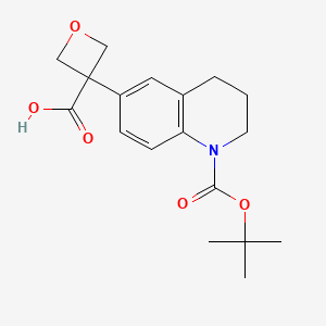 molecular formula C18H23NO5 B12950145 3-(1-(tert-Butoxycarbonyl)-1,2,3,4-tetrahydroquinolin-6-yl)oxetane-3-carboxylic acid 