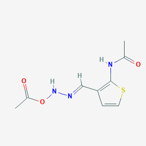 molecular formula C9H11N3O3S B12950208 (E)-N-(3-((2-Acetoxyhydrazono)methyl)thiophen-2-yl)acetamide 