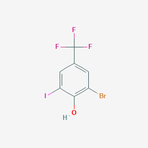 molecular formula C7H3BrF3IO B12950314 2-Bromo-6-iodo-4-(trifluoromethyl)phenol 