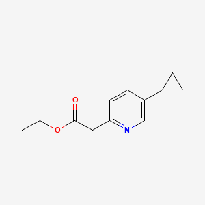 molecular formula C12H15NO2 B12951828 Ethyl 2-(5-cyclopropylpyridin-2-yl)acetate 