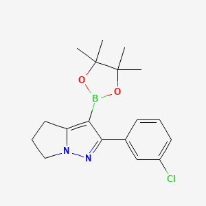 molecular formula C18H22BClN2O2 B12951909 2-(3-Chlorophenyl)-3-(4,4,5,5-tetramethyl-1,3,2-dioxaborolan-2-yl)-5,6-dihydro-4H-pyrrolo[1,2-b]pyrazole 