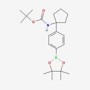 molecular formula C22H34BNO4 B12952442 tert-Butyl (1-(4-(4,4,5,5-tetramethyl-1,3,2-dioxaborolan-2-yl)phenyl)cyclopentyl)carbamate 