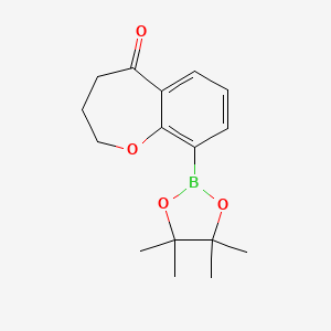 molecular formula C16H21BO4 B12955985 9-(4,4,5,5-Tetramethyl-1,3,2-dioxaborolan-2-yl)-3,4-dihydrobenzo[b]oxepin-5(2H)-one 