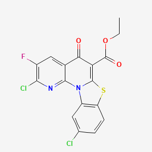 molecular formula C17H9Cl2FN2O3S B12957391 Ethyl 2,10-dichloro-3-fluoro-5-oxo-5H-benzo[4,5]thiazolo[3,2-a][1,8]naphthyridine-6-carboxylate 