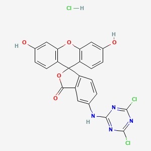 Spiro(isobenzofuran-1(3H),9'-(9H)xanthen)-3-one, 5-((4,6-dichloro-1,3,5-triazin-2-yl)amino)-3',6'-dihydroxy-, monohydrochloride