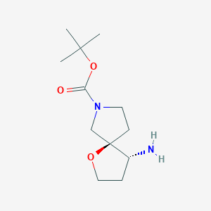 molecular formula C12H22N2O3 B12958446 tert-Butyl rel-(4R,5R)-4-amino-1-oxa-7-azaspiro[4.4]nonane-7-carboxylate 