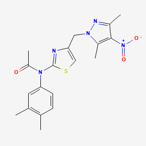 molecular formula C19H21N5O3S B12958484 N-(4-((3,5-Dimethyl-4-nitro-1H-pyrazol-1-yl)methyl)thiazol-2-yl)-N-(3,4-dimethylphenyl)acetamide 
