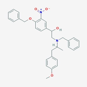molecular formula C32H34N2O5 B129594 alpha-[[[2-(4-Methoxyphenyl)-1-methylethyl](phenylmethyl)amino]methyl]-3-nitro-4-(phenylmethoxy)benzenem CAS No. 43229-67-0