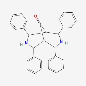 molecular formula C31H28N2O B1296024 2,4,6,8-Tetraphenyl-3,7-diazabicyclo[3.3.1]nonan-9-one CAS No. 37123-09-4