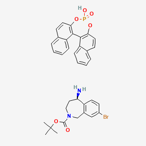 molecular formula C35H34BrN2O6P B12960835 tert-butyl (5R)-5-amino-8-bromo-1,3,4,5-tetrahydro-2-benzazepine-2-carboxylate;13-hydroxy-12,14-dioxa-13lambda5-phosphapentacyclo[13.8.0.02,11.03,8.018,23]tricosa-1(15),2(11),3,5,7,9,16,18,20,22-decaene 13-oxide 