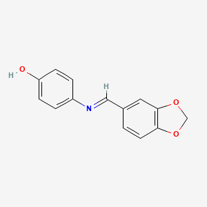 molecular formula C14H11NO3 B1296095 4-[(E)-(2H-1,3-benzodioxol-5-ylmethylidene)amino]phenol CAS No. 51209-73-5