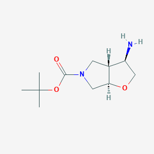 molecular formula C11H20N2O3 B12961215 tert-Butyl rel-(3R,3aR,6aR)-3-aminohexahydro-5H-furo[2,3-c]pyrrole-5-carboxylate 