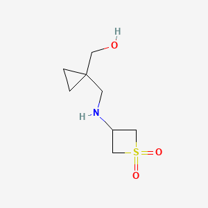molecular formula C8H15NO3S B12962263 3-(((1-(Hydroxymethyl)cyclopropyl)methyl)amino)thietane 1,1-dioxide 