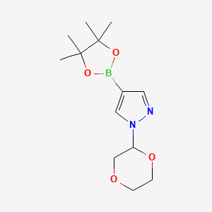 molecular formula C13H21BN2O4 B12962272 1-(1,4-Dioxan-2-yl)-4-(4,4,5,5-tetramethyl-1,3,2-dioxaborolan-2-yl)-1H-pyrazole 
