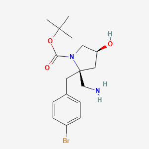 molecular formula C17H25BrN2O3 B12962894 tert-Butyl (2S,4S)-2-(aminomethyl)-2-(4-bromobenzyl)-4-hydroxypyrrolidine-1-carboxylate 