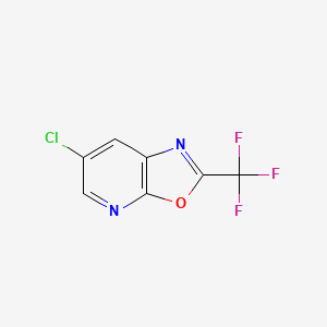 molecular formula C7H2ClF3N2O B12963085 6-Chloro-2-(trifluoromethyl)oxazolo[5,4-B]pyridine 