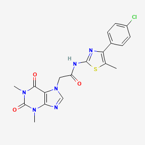 molecular formula C19H17ClN6O3S B12963422 N-(4-(4-Chlorophenyl)-5-methylthiazol-2-yl)-2-(1,3-dimethyl-2,6-dioxo-1,2,3,6-tetrahydro-7H-purin-7-yl)acetamide 