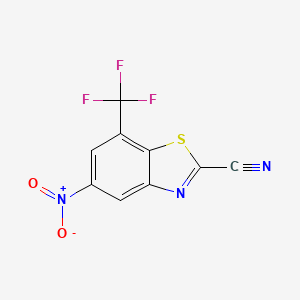 molecular formula C9H2F3N3O2S B12963481 5-Nitro-7-(trifluoromethyl)benzo[d]thiazole-2-carbonitrile 