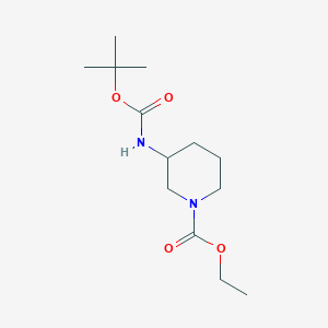 molecular formula C13H24N2O4 B12963537 Ethyl 3-((tert-butoxycarbonyl)amino)piperidine-1-carboxylate 