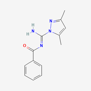 molecular formula C13H14N4O B1296379 N-[(3,5-二甲基-1H-吡唑-1-基)(亚氨基)甲基]苯甲酰胺 CAS No. 51883-88-6