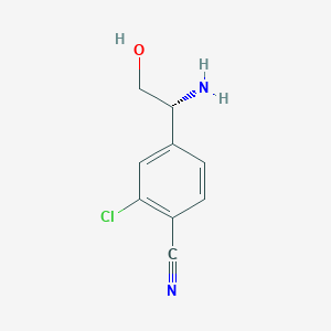 molecular formula C9H9ClN2O B12965087 (R)-4-(1-amino-2-hydroxyethyl)-2-chlorobenzonitrile hydrochloride 