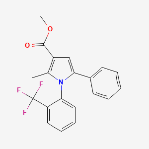 molecular formula C20H16F3NO2 B12965392 Methyl 2-methyl-5-phenyl-1-(2-(trifluoromethyl)phenyl)-1H-pyrrole-3-carboxylate 