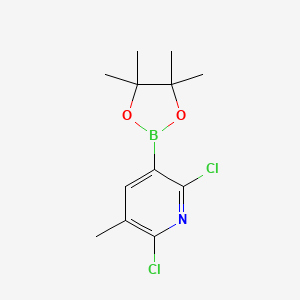 molecular formula C12H16BCl2NO2 B12966898 2,6-Dichloro-3-methyl-5-(4,4,5,5-tetramethyl-1,3,2-dioxaborolan-2-yl)pyridine CAS No. 1010101-09-3