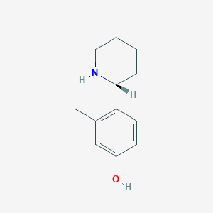 molecular formula C12H17NO B12967321 (R)-3-Methyl-4-(piperidin-2-yl)phenol 