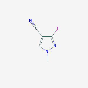molecular formula C5H4IN3 B12967331 3-Iodo-1-methyl-pyrazole-4-carbonitrile 