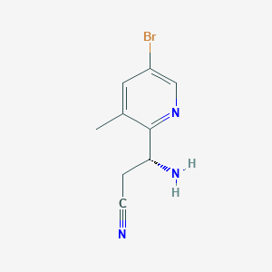 molecular formula C9H10BrN3 B12967652 (R)-3-Amino-3-(5-bromo-3-methylpyridin-2-yl)propanenitrile 