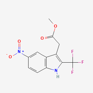 molecular formula C12H9F3N2O4 B12967694 Methyl 2-(5-nitro-2-(trifluoromethyl)-1H-indol-3-yl)acetate CAS No. 1416373-33-5