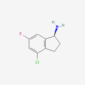 molecular formula C9H9ClFN B12967948 (S)-4-Chloro-6-fluoro-2,3-dihydro-1H-inden-1-amine 