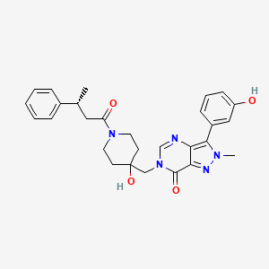 molecular formula C28H31N5O4 B12968022 (R)-6-((4-Hydroxy-1-(3-phenylbutanoyl)piperidin-4-yl)methyl)-3-(3-hydroxyphenyl)-2-methyl-2H-pyrazolo[4,3-d]pyrimidin-7(6H)-one 