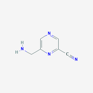 molecular formula C6H6N4 B12968039 6-(Aminomethyl)pyrazine-2-carbonitrile 