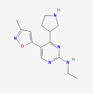 molecular formula C14H19N5O B12968166 N-Ethyl-5-(3-methylisoxazol-5-yl)-4-(pyrrolidin-3-yl)pyrimidin-2-amine 