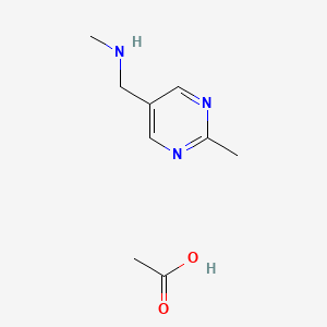 molecular formula C9H15N3O2 B12968187 N-Methyl-1-(2-methylpyrimidin-5-yl)methanamine acetate 