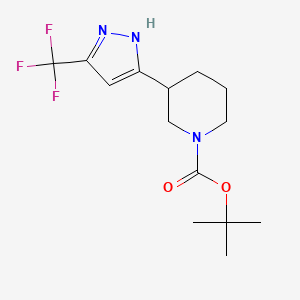 molecular formula C14H20F3N3O2 B12968253 tert-Butyl 3-(5-(trifluoromethyl)-1H-pyrazol-3-yl)piperidine-1-carboxylate 