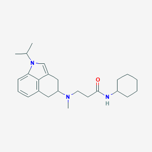 molecular formula C24H35N3O B129683 4-((2-(Cyclohexylcarbamoyl)ethyl)methylamino)-1-isopropyl-1,3,4,5-tetrahydrobenz(cd)indole CAS No. 150403-75-1
